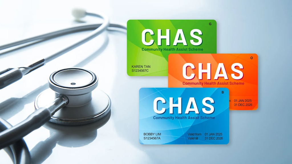Singapore CHAS cards alongside medical equipment illustrating dental healthcare financing and subsidies