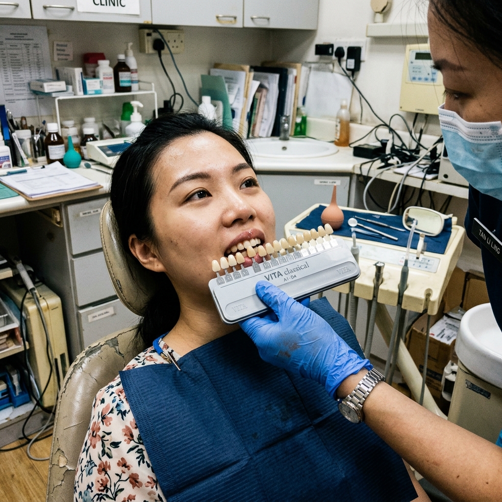 Close up of aesthetic veneers